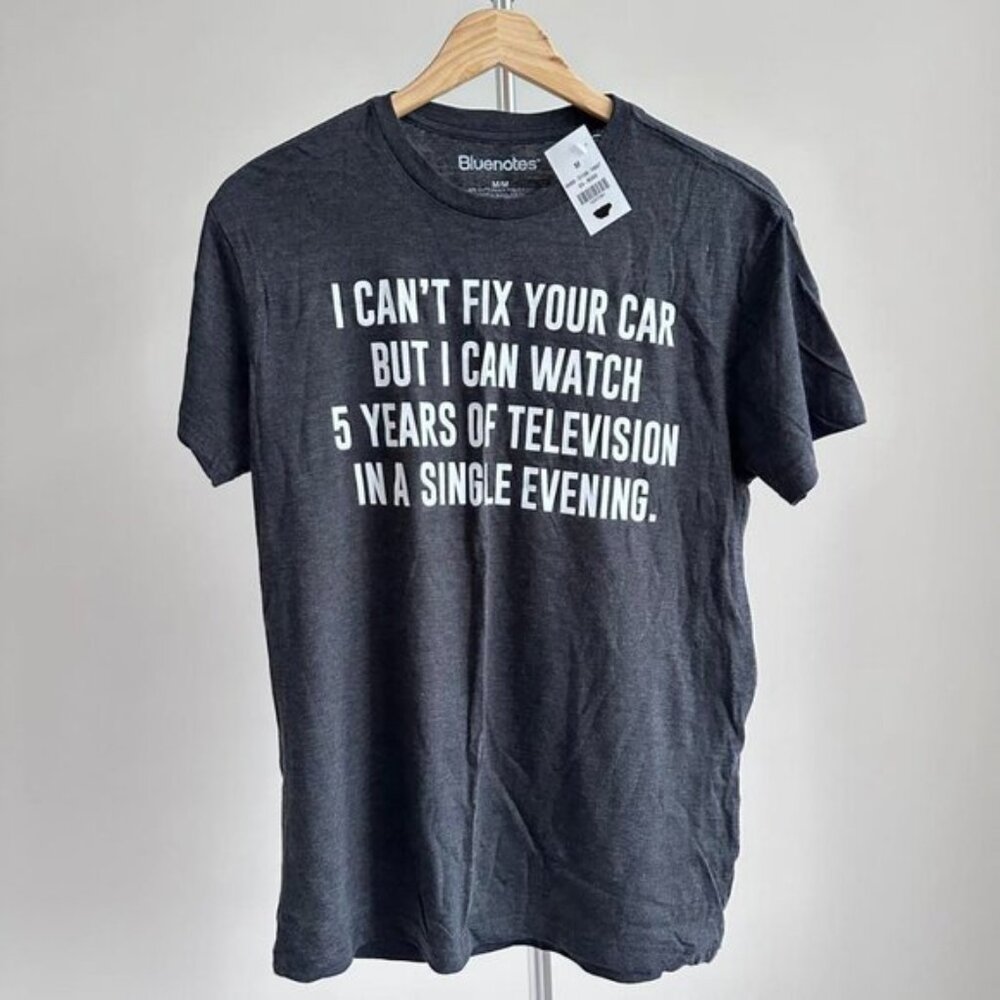 NWT Children Bluenotes Tee, Dark Grey/White, Size M